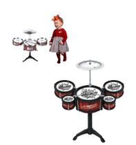 Mini Bateria Musical Infantil 3 Tambores Brinquedo Vermelho