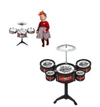 Mini Bateria Musical Infantil 3 Tambores Brinquedo Vermelho