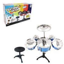 Mini bateria musical infantil 5 tambores + 1 banquinho - toy king