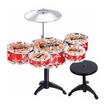 Mini Bateria Musical Infantil 5 Tambores Com Banco