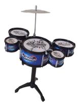 Mini Bateria Musical Infantil Jazz Drum Tambor E Baquetas