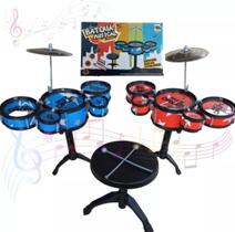 Mini Bateria Musical Infantil Tambor Baquetas Jazz Drum (Com banquinho)