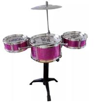 Mini bateria rosa para menina infantil Jazz Drum com duas baquetas tambores