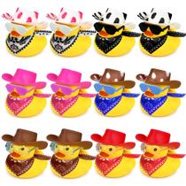 Mini Bath Duck Toys HAVAGDTM Cowboy Ducks com chapéu, cachecol e óculos de sol