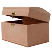 Mini baú abaulado madeira mdf cru decoração artesanal