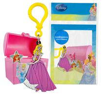 Mini Baú com Chaveiro Aurora e Anel Sereia Ariel Princesas Disney