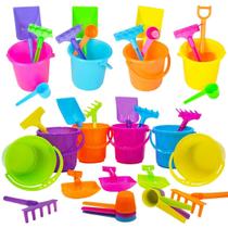 Mini Beach Playsets The Dreidel Company com balde de areia, 1 pá, 1 ancinho e 1 colher (pacote com 12) Mini Beach Playsets The Dreidel Company com balde de areia, 1 pá, 1 ancinho e 1 colher (pacote com 12)