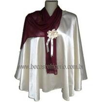 Mini Beca E Broche Creme Com Lenço Vinho