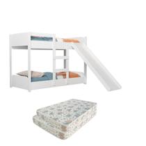 Mini Beliche Infantil Com Escorregador MDF Incluso 2 Colchões Impermeáveis 150x70
