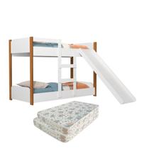 Mini Beliche Infantil Com Escorregador MDF Incluso 2 Colchões Impermeáveis 150x70 Mini Beliche Infantil Com Escorregador MDF Incluso 2 Colchões Impermeáveis 150x70