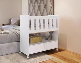 Mini Berço 2 Gavetas sem Colchão Moisés Completa Móveis Branco