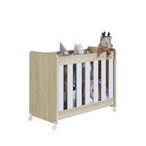 Mini Berço 4 em 1 com Colchão Multifuncional Evolutivo Carvalho Araguaia/Branco - Completa Móveis