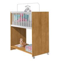 Mini Berço Cama Baby Com Colchão Quarto Infantil 2 em 1 Branco / Rosa / Nature