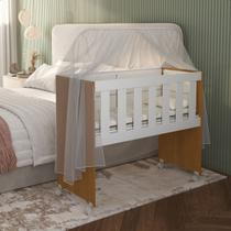 Mini Berço Chiqueirinho Escrivaninha 5 em 1 Ísis E Acompanha Colchão - Cor: Branco Com Madeirado - Lojas K7