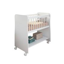 Mini Berço Com Colchão Branco Rubi Peternella Com Rodízios