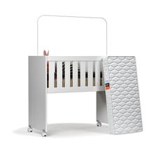 Mini Berço com Colchão e Suporte Mosquiteiro Infantil Kids Criança Quarto 94cm X 80cm Branco