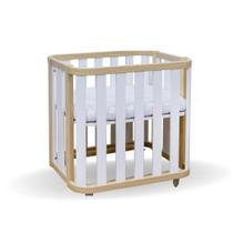 Mini Berço com Colchão Moisés Branco com Carvalho Malva