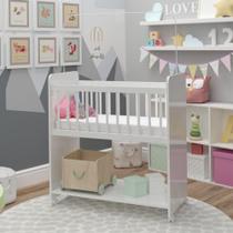 Mini Berço Compacto Portátil Para Bebê Com Rodízio Colchão E Prateleira Branco Mini Berço Compacto Portátil Para Bebê Com Rodízio Colchão E Prateleira Branco