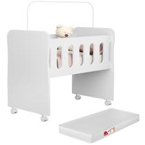 Mini Berço e Trocador Bela Branco com Colchão Cama Moisés Quarto Bebê Menino Badside Rodinha Menina Nenem Portatil infantil Acoplado Moises Mini Berço e Trocador Bela Branco com Colchão Cama Moisés Quarto Bebê Menino Badside Rodinha Menina Nenem Portatil infantil Acoplado Moises
