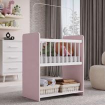 Mini Berço Fixo Moisés Toy Para Bebê com Colchão 89cm Branco Rosa - Desk Design
