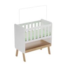 Mini Berço Guti Retro Peroba Branco com Amêndoa Colchão Incluso