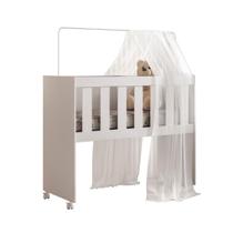 Mini Berço Maya MDF Rodízios Incluídos Suporte para Mosquiteiro Branco