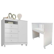 Mini Berço Moisés Alegria Com Colchão E Cômoda Infantil Ternura Baby Branco Flex - Incorplac