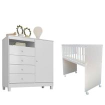 Mini Berço Moisés Alegria Com Colchão E Cômoda Infantil Ternura Baby Branco - Incorplac