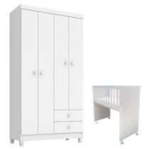 Mini Berço Moisés Alegria com Colchão e Guarda Roupa Ternura Baby 4 Portas Branco Flex - Incorplac Mini Berço Moisés Alegria com Colchão e Guarda Roupa Ternura Baby 4 Portas Branco Flex - Incorplac