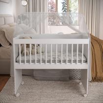 Mini Berço Moisés Branco com Colchão D18 MDF 15mm, Rodízios e Grades Removíveis DECORA MÓVEIS ONLINE Mini Berço Moisés Branco com Colchão D18 MDF 15mm, Rodízios e Grades Removíveis DECORA MÓVEIS ONLINE