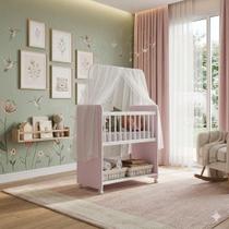 Mini Berço Moisés Com Colchão Grade Fixa Cor Rosa