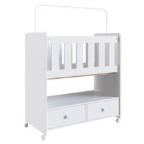 Mini Berço Moises Sem Colchao 2 Gavetas By510 Branco Comm Branco