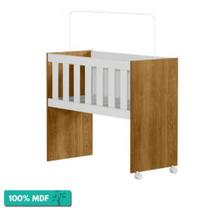 Mini Berço Multifuncional Com Colchão 100% Mdf 5 Em 1 Rubi Tigus Baby Branco/Amadeirado