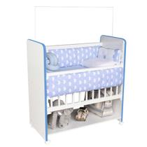 Mini Berço New Baby Azul/Branco Grade Removível Navega Móveis