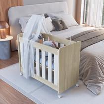 Mini Berço para Quarto de Bebê 4 em 1 Evolutivo Branco/Carvalho Araguaia