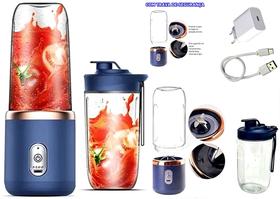 Mini Blender Azul recarregável bivolt com Copo Smoothie para sucos morango melância uva maçâ