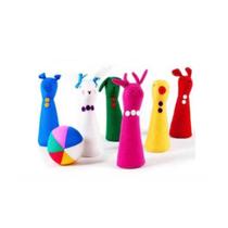 Mini Boliche de Bichinhos espuma e tecido Brinquedo Educativo