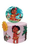 Mini bolo fake moana bebê rosa