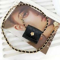 Mini Bolsa Crossbody Feminina Com Grade De Diamante Pequena Bolsa Quadrada Com Corrente De Cintura