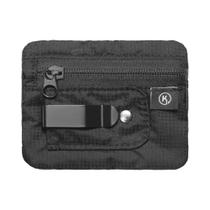 Mini Bolsa De Moedas Com Bloqueio RFID, Estojo De Tecido Com Zíper E Clipe Para Cinto, Organizador