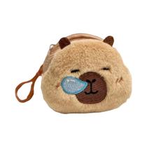 Mini Bolsa de Pelúcia Kawaii Capivara - Porta Moedas Redondo com Pingente