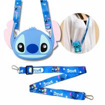 Mini Bolsa de Silicone Stitch Tiracolo Com Alça de Ombro