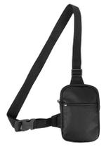Mini Bolsa Lateral Shoulder Bag Masculina Pega Visão Preto Liso Mini Bolsa Lateral Shoulder Bag Masculina Pega Visão Preto Liso