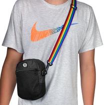 Mini Bolsa Lateral Shoulder Bag Preta Com Alça Ajustável LGBT Pride