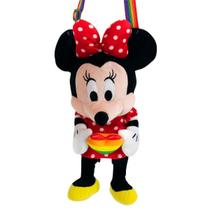 Mini Bolsa Pelúcia Minnie Coração Arco-Íris 20cm - Disney