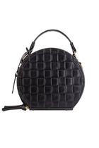 Mini bolsa redonda de couro tramado Renata