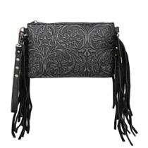 Mini bolsas tiracolo Montana West para mulheres, bolsa tipo carteira de cartão de crédito de couro bovino com franja de couro, borla MBB-MW1217-181BK Mini bolsas tiracolo Montana West para mulheres, bolsa tipo carteira de cartão de crédito de couro bovino com franja de couro, borla MBB-MW1217-181BK