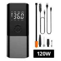 Mini Bomba Compressor de Ar Portátil 120W Sem Fio Recarregável 12V Calibrador Automotivo Pneu Moto Bicicleta Inflável