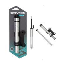 Mini Bomba de Ar Sentec 120 PSI Para Bike Válvula Presta e Americana Com Mangueira Cinza