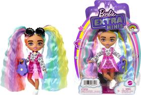 Mini Boneca Barbie Extra 6 - Vestido Estampado Floral - 14cm